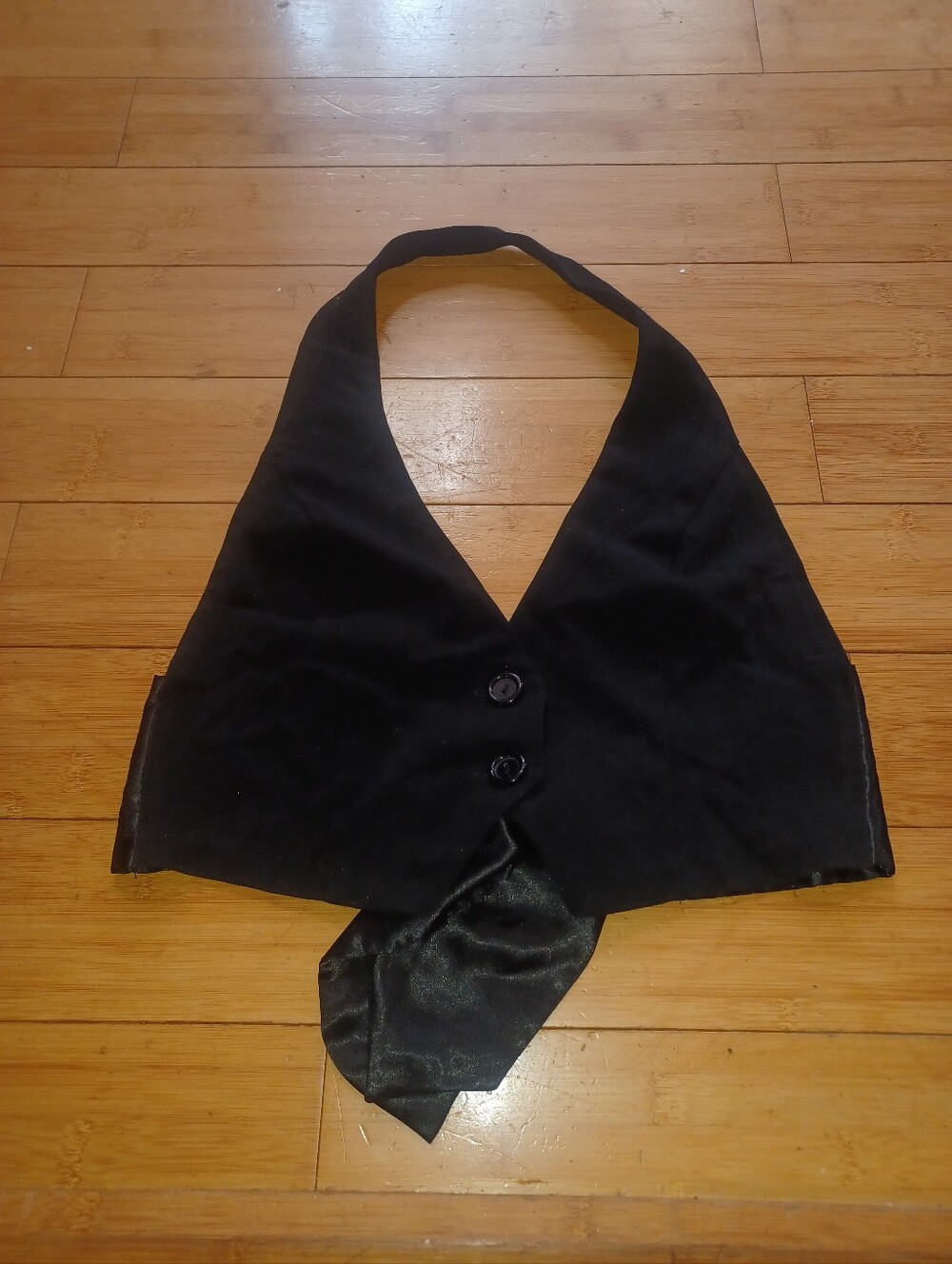 Black Women's Satin-Trim Back Tie Halter Vest